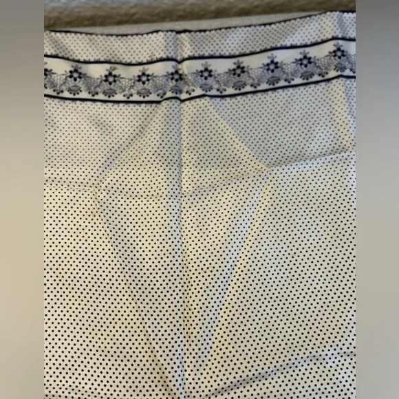 Vintage Anne Klein Silk Scarf Navy Blue Polka Dot Floral Lace Border 26" Square - Picture 8 of 14